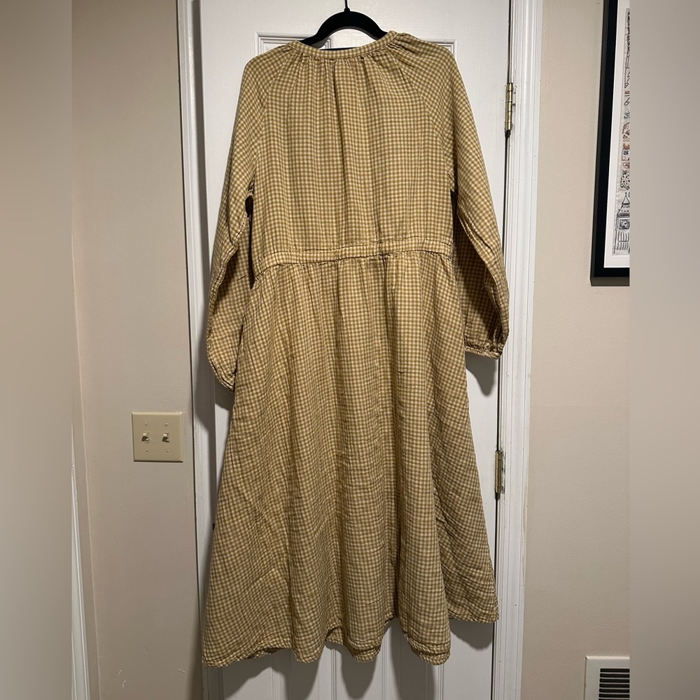 Pact Yellow Checkered Button-Up Dress - Picture 2 of 3